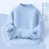 Suéter forrado de polar para niños, prenda interior térmica engrosada de invierno para niños, suéter de punto con cuello alto parcial de otoño e invierno para niños, top de punto elegante