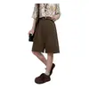 Shorts de Terno Americano Retro Estilo Verão 2026 para Homens, Corte Solto, Tamanho Grande Calças Casuais de Alfaiataria, Calças de Cinco Pontos Masculinas