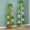 Soporte para Flores de Múltiples Niveles, Adecuado para Uso en Interiores y Exteriores, Estante de Hierro para Macetas de Piso Móvil con Ruedas, Soporte para Flores de Balcón