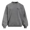 Moletom Crewneck com Estampa de Letras de Personagem Criativo Masculino Primavera e Outono Solto Vintage Tie-dye Tendência Top Esportivo