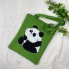 Bolsa de Tricô Ins Desenho Panda Feminina Moda para Carregar na Mão Grande Capacidade Bolsa de Ombro Bolsa Transversal Bolsa