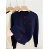 Chaqueta de punto con bordado de lazo y manga larga para mujer, suéter para capa interior de otoño, nuevo estilo 2026 Primavera y Otoño