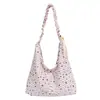Bolsa Tote de Lona Listrada com Estrelas para Mulheres, Nova Moda de Verão Bolsa de Ombro, Bolsa Grande de Ombro Transversal