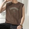 Camiseta deportiva de algodón puro para hombre, de verano, de marca moderna, con estampado de letras, con cintura elástica y sin mangas para baloncesto