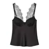 Para Comércio Exterior Transfronteiriço Europeu e Americano Roupas Femininas Aliexpress Mais Vendidas Verão Sexy Versátil Renda Patchwork Cetim Camisola