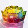 Base de lámpara de mantequilla para uso doméstico, portavelas de loto de cristal colorido, lámpara de llama eterna, lámpara de ofrenda, lámpara budista, adorno de lámpara para sala budista