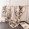 Pañuelo Cuadrado Grande Artístico Fresco Estilo Coreano Imitación Seda, Chal Estampado Retro, Bufanda para el Cuello, Bufanda para Mujer con Patrón de Espiga, Pañuelo para la Cabeza