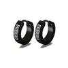 Pendientes redondos populares transfronterizos, ear cuffs de barra, tachuelas cuadradas, ear cuffs de acero inoxidable para hombre, pendientes de piercing negros