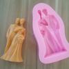 Molde de silicona para decoración de pastel con forma de pareja de novios boda vestido de novia mousse chocolate