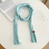Cachecol Pequeno de Tricô Atmosférico Outono e Inverno Decoração Personalizada de Pelúcia Versátil Cor Contrastante Quente Monocromático Cachecol Longo Baguete