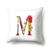 Funda de almohada de poliéster estampado de flor acuarela decoración de coche 26 letras inglesas funda de cojín para el hogar QTB14