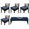 Funda para Silla de Comedor de Casa de Color Sólido Transfronteriza Elástica Impermeable Recubierta Jacquard Funda para Banco Juego Combinado de Fundas para Sillas 5 Piezas
