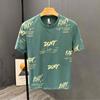 Camiseta de Manga Corta para Hombre American High Street Verano Delgada Estampada con Letras Manga Corta Juvenil Ins Marca de Moda Medio Corte Ropa de Hombre
