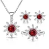 Nuevo juego de joyería de girasol colorido estilo coreano para mujer, moderno y a la moda, con detalles de diamantes, anillo, collar y pendientes lujosos al por mayor