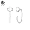 Aifula Pendientes Sencillos de Garra Corazón con Gancho de Oreja Cobre Chapado en Platino Pendientes de Trébol de Cuatro Hojas Venta al por Mayor