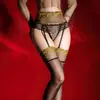 Zhixin "Amor Entusiasta" Meia-Calça de Renda Sexy Duas Cores com Suspensório Meias Aurora Coxas Oleosas Sedosas Meias Pretas