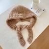 Pedido Coreano~ Estilo Coreano Dongdaemun Hecho a Mano Ganchillo Punto Grueso Pasamontañas para Mujer, Calentador de Cuello Cálido de Invierno