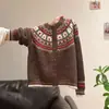 Chaqueta de punto gruesa estilo retro Fair Isle personalizada de fábrica para mujer, cárdigan holgado de punto para otoño e invierno 2025