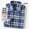 100% AlgodãoOutono Novo Camisa de Manga Longa Xadrez Escovado de Algodão Puro para Homens, Casual, Resistente a Amassados, Versátil, Camisa de Sobrepor