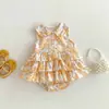 Macacão Vestido de Alça para Bebê Menina Estilo Verão Novo, Macacão Princesa Fresco e Leve Sem Mangas para Passeios