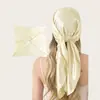 Lenço de Cabeça Estilo Europeu e Americano, Lenço de Seda Liso para Mulheres, Seda de Imitação, 90 Cores, Acabamento em Cetim, Lenço no Atacado de Fabricantes da Ásia Central