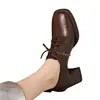 Zapatos de cuero estilo británico que no cansan los pies, zapatos de vestir sencillos para mujer, nuevos zapatos de mujer otoño 2026, mocasines con cordones, tacones altos gruesos