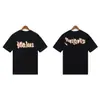 Versão Correta da Camiseta Pronta Redonda de Manga Curta Solta Palm Palm Angels Estampa de Letras Splash Transfronteiriça