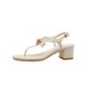 Versión de Piel de Oveja~Chanclas Planas Estilo Chanel con Perlas para Mujer Verano 2026 Chanclas con Hebilla de Una Tira Estilo Hada