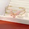 Pulsera, Anillo, Collar de Mariposa con Circonita Rosa, Cadena para Clavícula de Lujo Ligero de Nicho, Set de Joyería Elegante y con Estilo