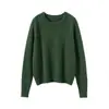 Suéter de Cachemira Grueso de Doble Hilo para Mujer Otoño e Invierno 2025 Cuello Redondo Mangas Raglán Largas Jersey de Punto Holgado Suéter Base
