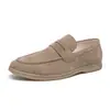 Zapatos de Verano Perezosos sin Cordones para Hombre, Zapatos de Cuero Casual de Negocios de Caña Baja, Mocasines de Moda Estilo Retro, Talla Grande