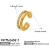 Estilo moderno de chica guapa, dulce y cool: Anillo doble espiral de acero inoxidable chapado en oro de 18k con incrustaciones de circonia, joyería de anillo abierto para mujer