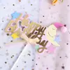 Cartão de Bolo Sol Lua Estrela Nuvem Franja Decoração de Bolo Feliz Aniversário Plug-in Bandeira de Mesa de Sobremesa
