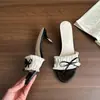 Sandalias de Tacón Alto con Lazos Estilo Chanel 2026 Verano y Otoño Nuevas Japonesas Lindas Versátiles Abiertas por Delante Zapatillas de Poner