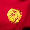 Anel Masculino Retro Aberto Cor de Ouro de Areia Vietnamita Areia Colorida Dourada Dominador Riqueza Cabelo Dragão Cavalo Pedra Preciosa Imitação Joia Dourada