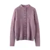Estilo real, de múltiples botones, elegante, cuello mao pequeño, cuello semi-alto, 100% cachemira pura, cárdigan cepillado, prenda de abrigo para mujer, capa base
