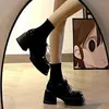 Plataforma Mais Vendida Sola Grossa Sapatos Pequenos de Couro Femininos 2026 Outono Aumento de Altura Salto Plataforma Mary Janes Plataforma College Mocassins de Salto Alto