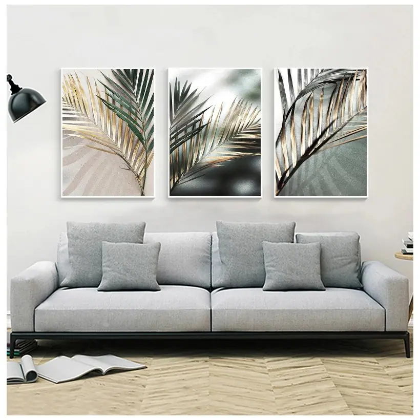Golden-Palm-Leaf-Plant-Canvas-