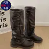 Hebilla de Cinturón Suela Gruesa Plisada Botas de Media Pantorrilla Mujer 2026 Nueva Llegada Primavera Estilo Caliente Pierna de Pantalón Botas Vaqueras Botas Trendy de Instagram