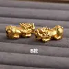 Prata Esterlina S925 Pixiu 3D Banhado a Ouro Método Antigo Cristal Dourado Acessórios para Pulseira Colar Pingente DIY Charme Enfeites Acessórios