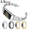 Aplicável ao Fitbit charge5 Pulseira de Diamante VO pulseira de metal de aço inoxidável com diamantes em toda a superfície pulseira charge5