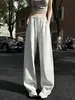 Foto real da nova calça de moletom com perna curva, calça larga desconstruída estilo banana, calça casual de renda feminina coreana estilo Miu