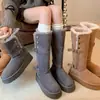 Botas de nieve para mujer de caña alta, forradas de polar y engrosadas, nuevo estilo de invierno 2026, con suela gruesa, cálidas, de media pantorrilla, zapatos de algodón
