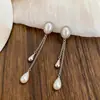 Pingente Gotas de Agulha de Prata Brincos de Tarraxa Pérola Luxo Leve Alta Costura Moda Design Simples Sentido de Design Brincos Acessórios de Brinco Temperamento de Nicho