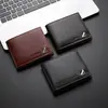 Nueva cartera para hombre, estilo corto, cartera de cuero horizontal business casual para hombres jóvenes, moderna cartera de cuero suave de gran capacidad