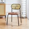 Rattan Hogar Hierro Forjado Silla de Comedor Oficina Respaldo Taburete Rojo Neto Retro Estudio Sala de Estar Casa de Huéspedes Silla de Comedor Balcón