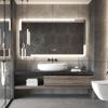 Gabinete de baño de lujo ligero moderno lavabo de cerámica de placa de roca mesa de lavado de baño gabinete de baño inteligente de madera maciza fabricante Nuevo