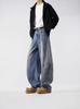 Estilo americano vintage lavado perna larga machete jeans meninos rua tendência marca solta all-match casual calças retas