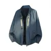 Chaqueta Funcional Repelente al Agua Han Lu para Hombre de Otoño para Exteriores, Cremallera de Bloque de Color, Reflectante, Ropa Deportiva Casual Holgada