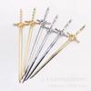 Yiwu Color Cobre Chapado en Oro Conservación del Color Accesorios Hanfu Aleación Engrosada Estilo Antiguo Espada Pin para el Cabello de Celebridad de Internet B1808